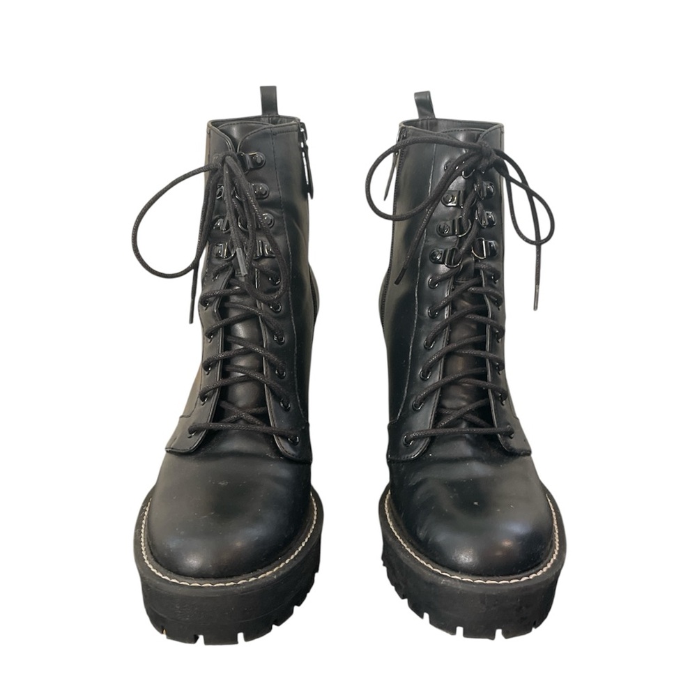 Sleek Black Lace-Up Combat Boots